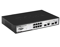 DGS-3200-10 Управляемый коммутатор 2 уровня с 8 портами 10/100/1000Base-T Gigabit Ethernet + 2 комбо-портами 10/100/1000Base-T/SFP